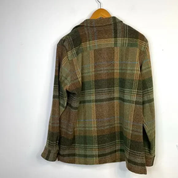 Vintage Lauren Ralph Lauren Wool Plaid Front Zip Jacket Shacket Shirt Womens L - Picture 7 of 11